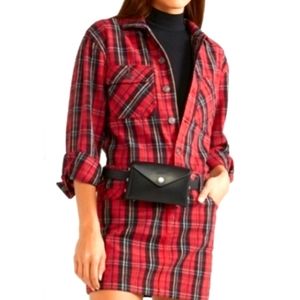 Current/Elliot Plaid Menswear Tartan Denim Dress